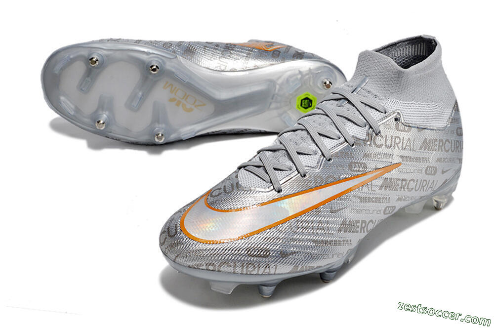 Nike Air Zoom Mercurial Superfly 9 Elite SG High-Tops Soccer Cleats - Silver/Gold 3