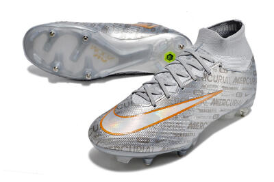 Nike Air Zoom Mercurial Superfly 9 Elite SG High-Tops Soccer Cleats - Silver/Gold