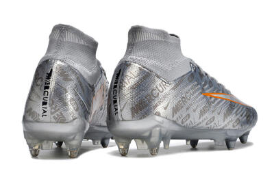 Nike Air Zoom Mercurial Superfly 9 Elite SG High-Tops Soccer Cleats - Silver/Gold