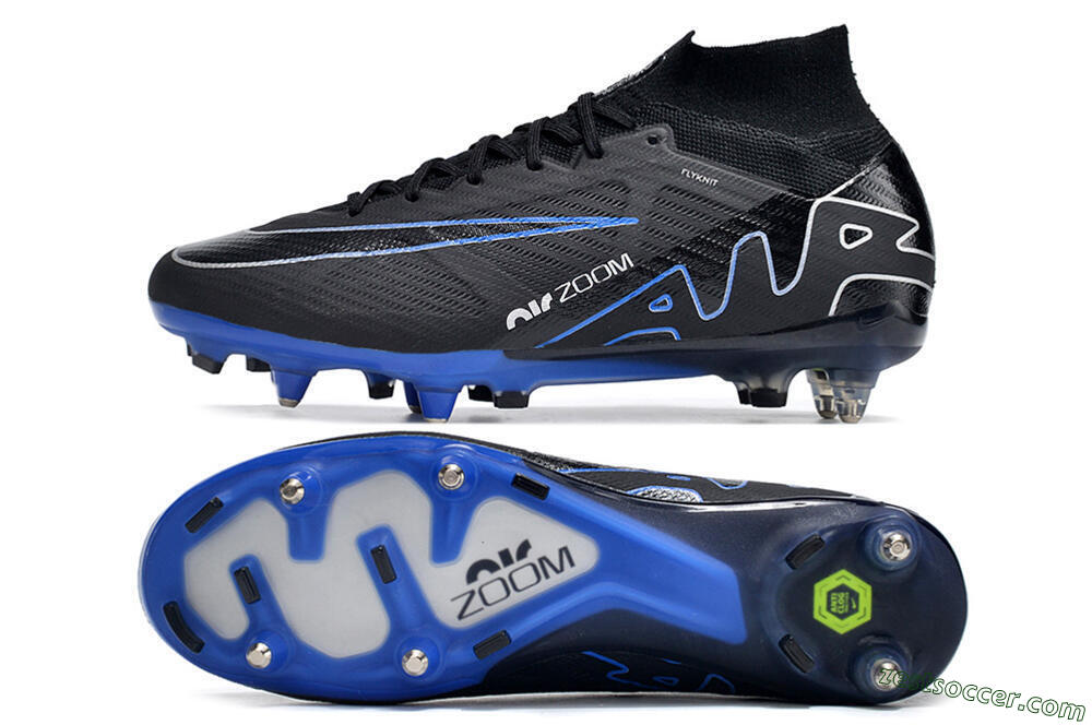 Nike Air Zoom Mercurial Superfly 9 Elite SG High-Tops Soccer Cleats - Black/White/Blue 1
