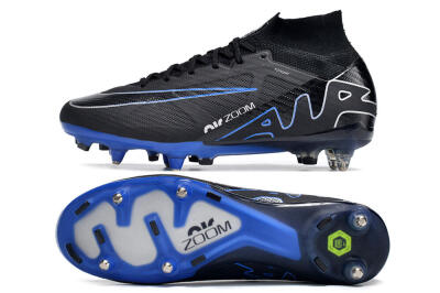 Nike Air Zoom Mercurial Superfly 9 Elite SG High-Tops Soccer Cleats - Black/White/Blue