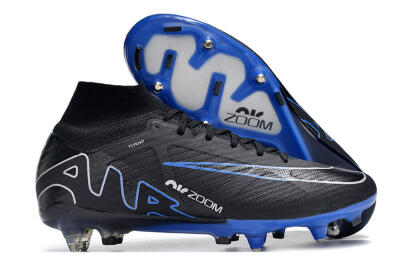 Nike Air Zoom Mercurial Superfly 9 Elite SG High-Tops Soccer Cleats - Black/White/Blue
