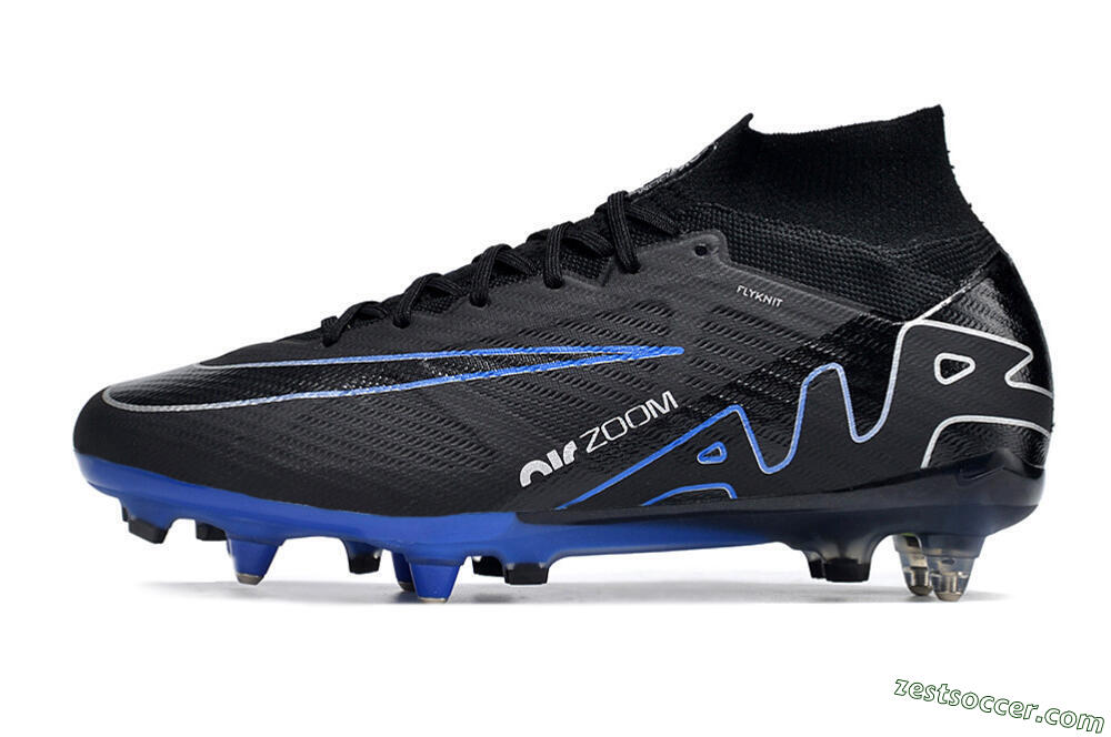 Nike Air Zoom Mercurial Superfly 9 Elite SG High-Tops Soccer Cleats - Black/White/Blue 2