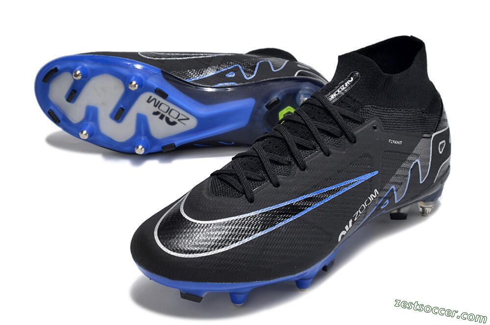 Nike Air Zoom Mercurial Superfly 9 Elite SG High-Tops Soccer Cleats - Black/White/Blue 3