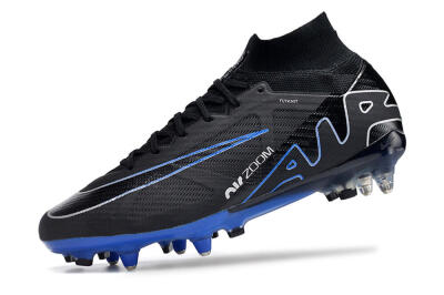 Nike Air Zoom Mercurial Superfly 9 Elite SG High-Tops Soccer Cleats - Black/White/Blue