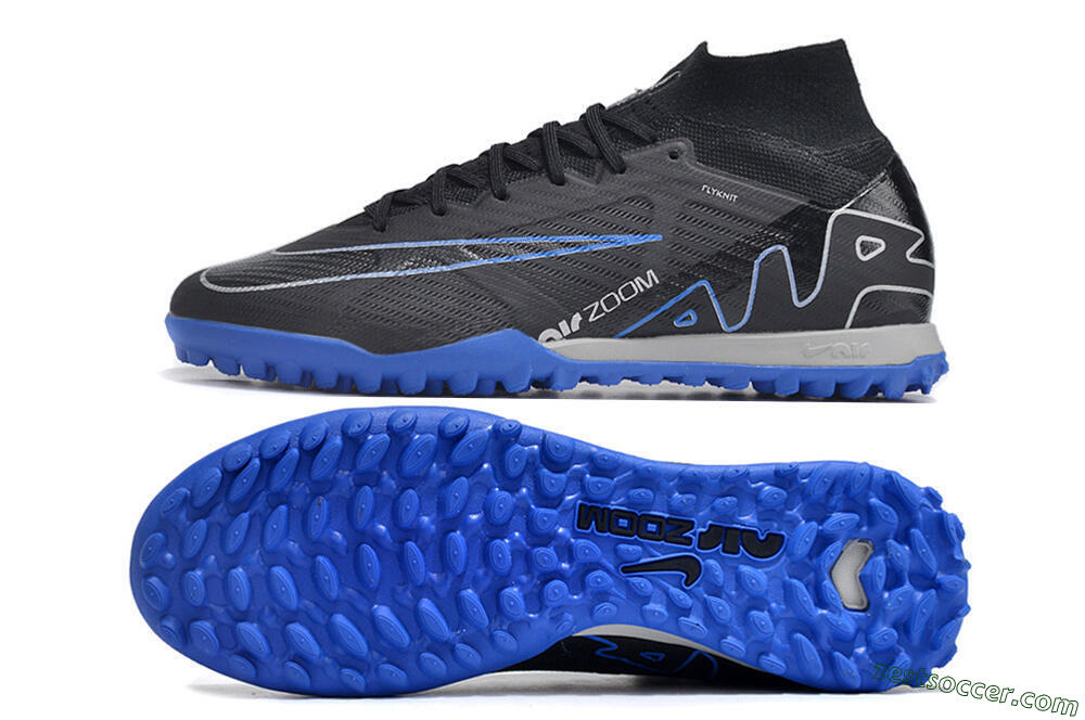 Nike Air Zoom Mercurial Superfly 9 Elite TF High-Tops Soccer Shoes - Black/White/Blue 1