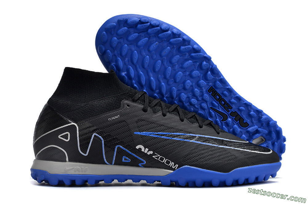 Nike Air Zoom Mercurial Superfly 9 Elite TF High-Tops Soccer Shoes - Black/White/Blue 0