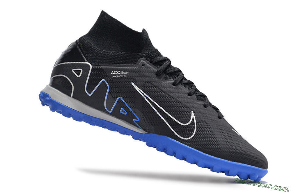 Nike Air Zoom Mercurial Superfly 9 Elite TF High-Tops Soccer Shoes - Black/White/Blue 4