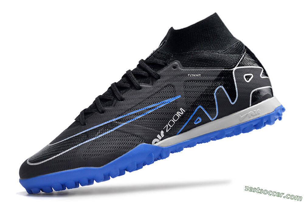 Nike Air Zoom Mercurial Superfly 9 Elite TF High-Tops Soccer Shoes - Black/White/Blue 5