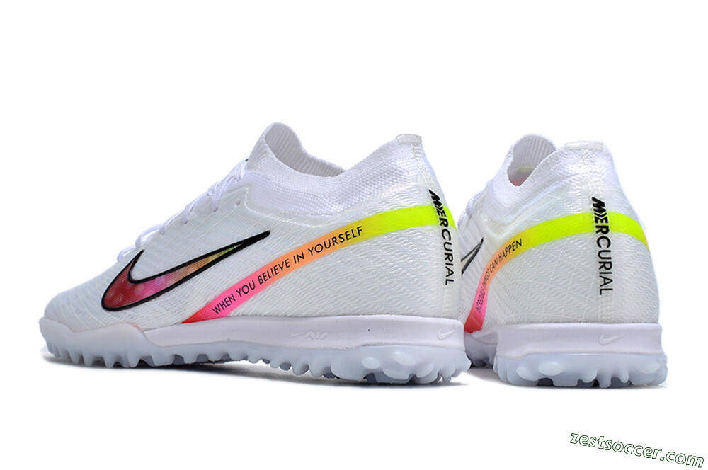 Nike Air Zoom Mercurial Vapor 15 Elite TF Low-Tops Soccer Shoes - White/Black/Pink 4