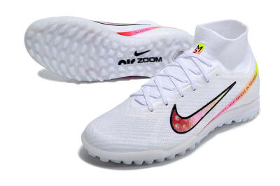 Nike Air Zoom Mercurial Superfly 9 Elite TF High-Tops Soccer Shoes - White/Black/Pink