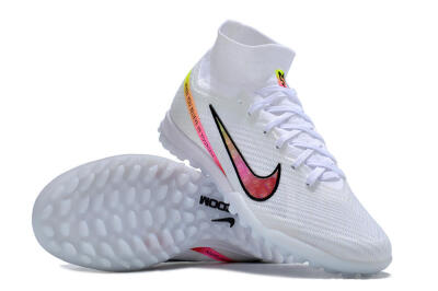 Nike Air Zoom Mercurial Superfly 9 Elite TF High-Tops Soccer Shoes - White/Black/Pink