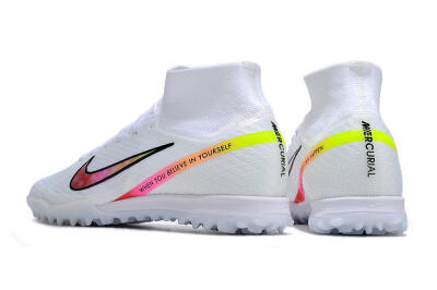 Nike Air Zoom Mercurial Superfly 9 Elite TF High-Tops Soccer Shoes - White/Black/Pink
