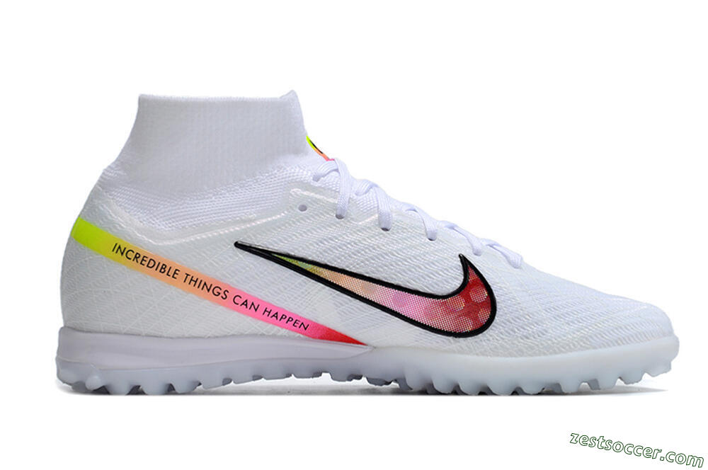Nike Air Zoom Mercurial Superfly 9 Elite TF High-Tops Soccer Shoes - White/Black/Pink 5