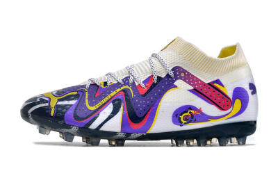 Puma Future Ultimate NJR MG Low-Tops Soccer Cleats - White/Purple/Yellow