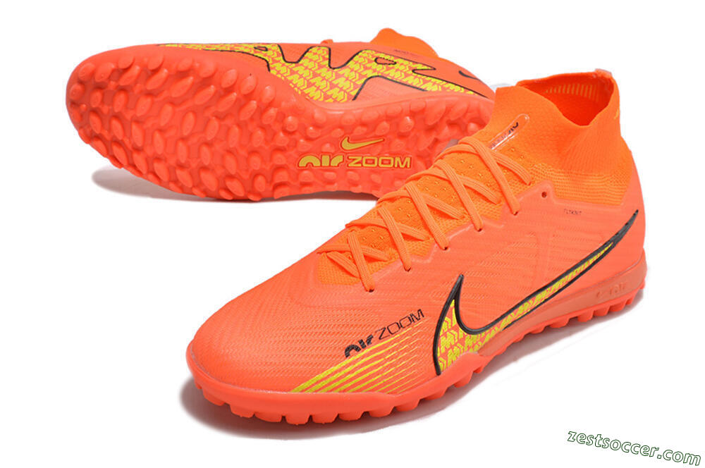 Nike Air Zoom Mercurial Superfly 9 Elite TF High-Tops Soccer Shoes - Red/Yellow 3