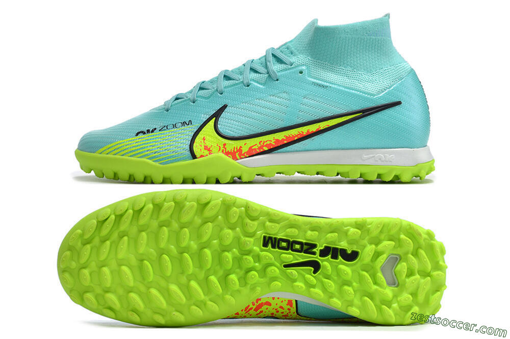 Nike Air Zoom Mercurial Superfly 9 Elite TF High-Tops Soccer Shoes - Blue/Green/Black 1