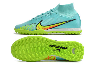 Nike Air Zoom Mercurial Superfly 9 Elite TF High-Tops Soccer Shoes - Blue/Green/Black