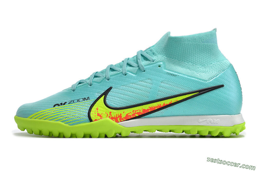 Nike Air Zoom Mercurial Superfly 9 Elite TF High-Tops Soccer Shoes - Blue/Green/Black 2