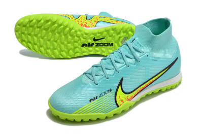 Nike Air Zoom Mercurial Superfly 9 Elite TF High-Tops Soccer Shoes - Blue/Green/Black