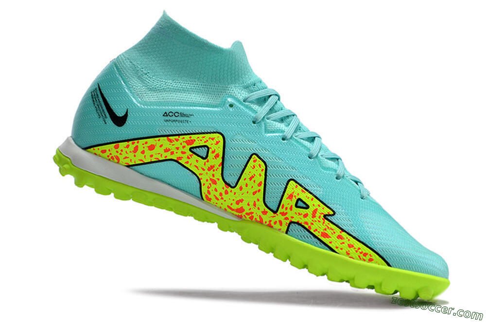 Nike Air Zoom Mercurial Superfly 9 Elite TF High-Tops Soccer Shoes - Blue/Green/Black 4