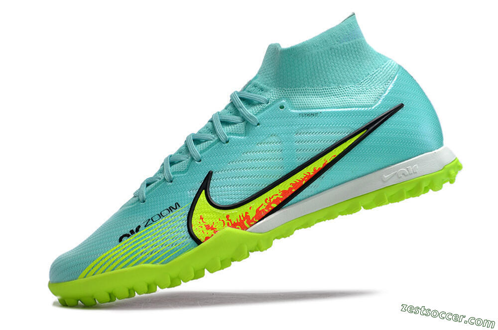 Nike Air Zoom Mercurial Superfly 9 Elite TF High-Tops Soccer Shoes - Blue/Green/Black 5