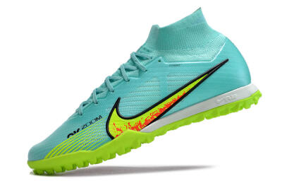 Nike Air Zoom Mercurial Superfly 9 Elite TF High-Tops Soccer Shoes - Blue/Green/Black