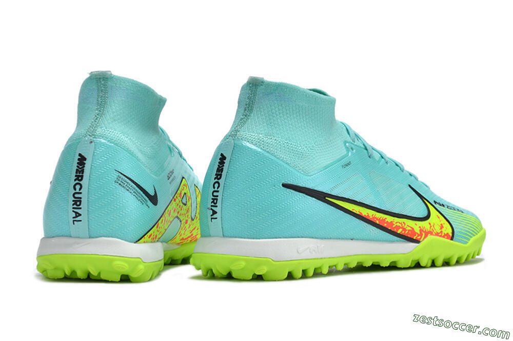 Nike Air Zoom Mercurial Superfly 9 Elite TF High-Tops Soccer Shoes - Blue/Green/Black 6