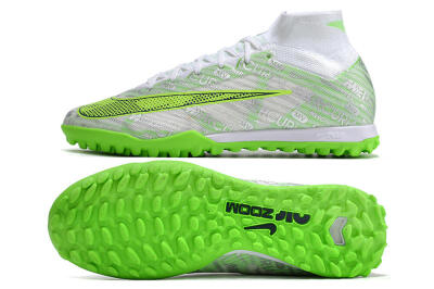 Nike Air Zoom Mercurial Superfly 9 Elite TF High-Tops Soccer Shoes - Green/White/Silver