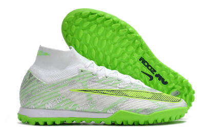 Nike Air Zoom Mercurial Superfly 9 Elite TF High-Tops Soccer Shoes - Green/White/Silver