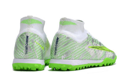Nike Air Zoom Mercurial Superfly 9 Elite TF High-Tops Soccer Shoes - Green/White/Silver
