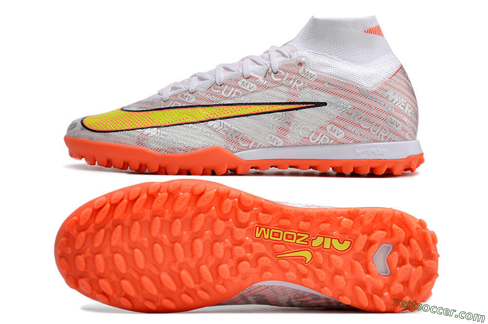 Nike Air Zoom Mercurial Superfly 9 Elite TF High-Tops Soccer Shoes - Orange/White/Silver 1