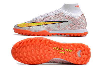 Nike Air Zoom Mercurial Superfly 9 Elite TF High-Tops Soccer Shoes - Orange/White/Silver