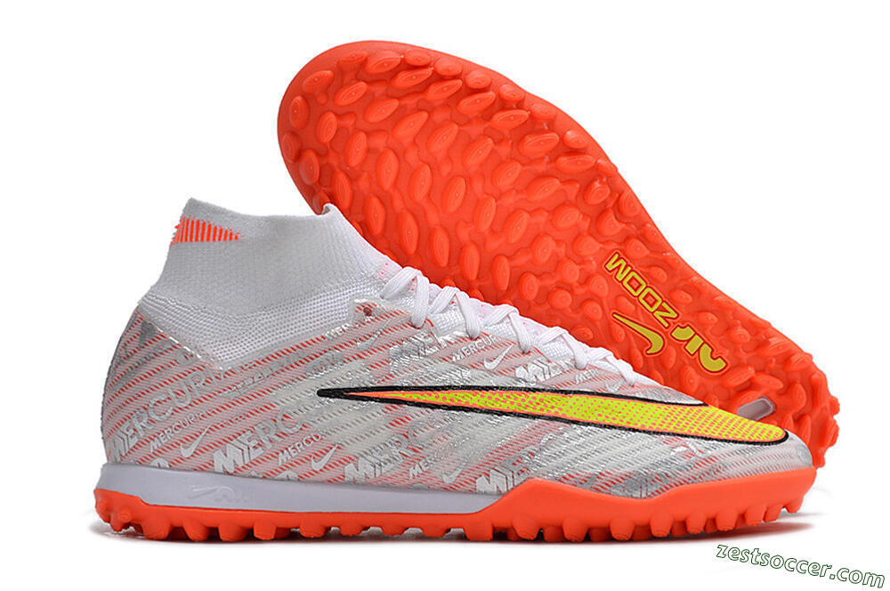 Nike Air Zoom Mercurial Superfly 9 Elite TF High-Tops Soccer Shoes - Orange/White/Silver 0