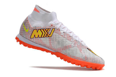 Nike Air Zoom Mercurial Superfly 9 Elite TF High-Tops Soccer Shoes - Orange/White/Silver