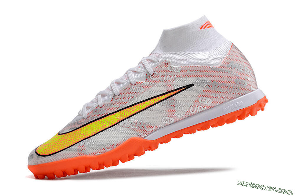 Nike Air Zoom Mercurial Superfly 9 Elite TF High-Tops Soccer Shoes - Orange/White/Silver 5