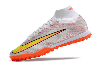 Nike Air Zoom Mercurial Superfly 9 Elite TF High-Tops Soccer Shoes - Orange/White/Silver