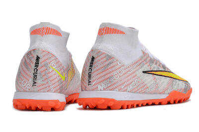 Nike Air Zoom Mercurial Superfly 9 Elite TF High-Tops Soccer Shoes - Orange/White/Silver
