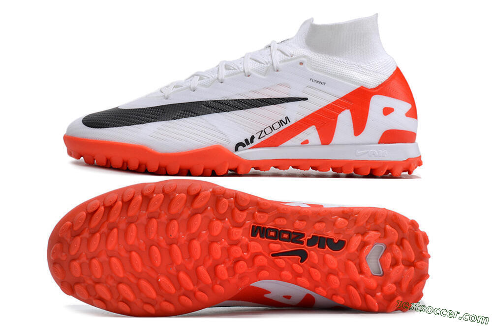 Nike Mercurial Superfly 9 Elite TF High-Tops Soccer Shoes - White/Black/Red 1