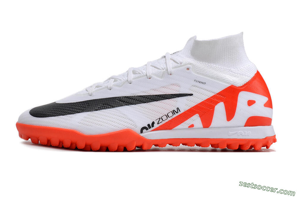 Nike Mercurial Superfly 9 Elite TF High-Tops Soccer Shoes - White/Black/Red 2