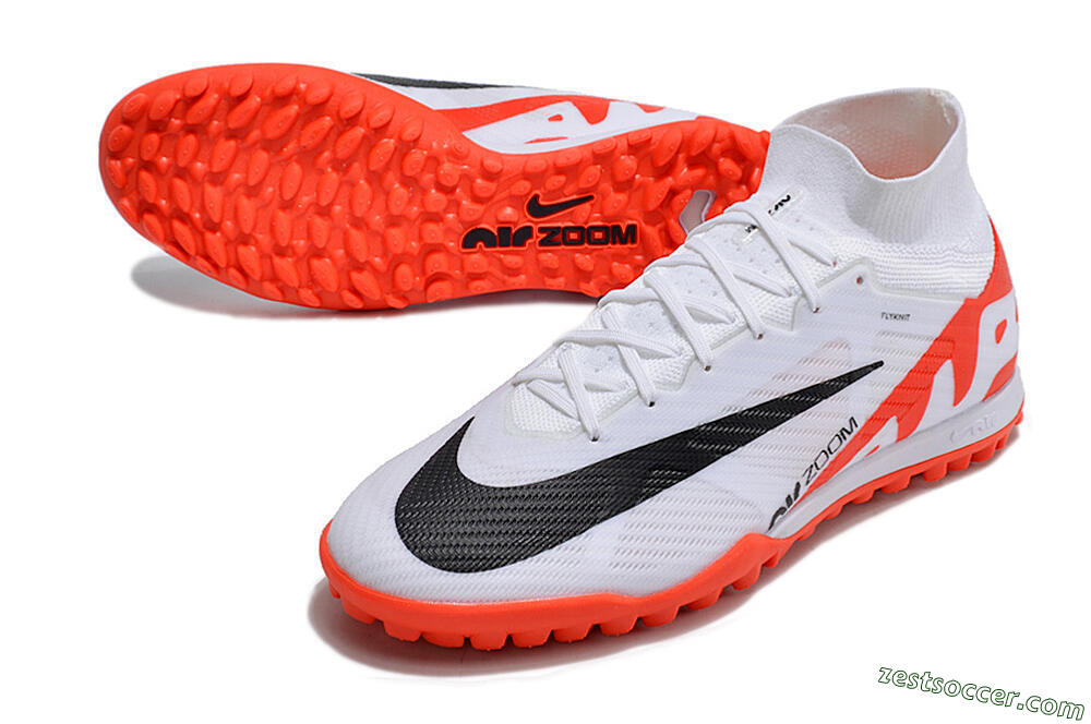 Nike Mercurial Superfly 9 Elite TF High-Tops Soccer Shoes - White/Black/Red 3