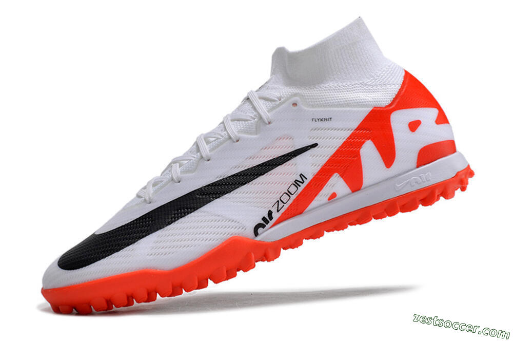 Nike Mercurial Superfly 9 Elite TF High-Tops Soccer Shoes - White/Black/Red 5