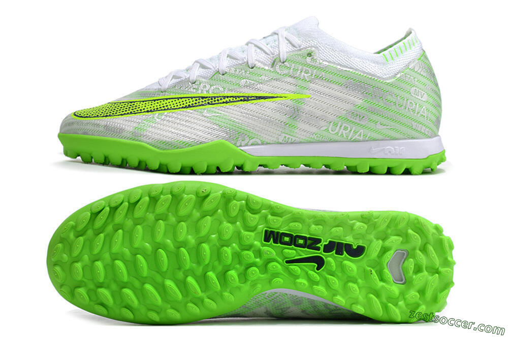 Nike Air Zoom Mercurial Vapor 15 Elite TF Low-Tops Soccer Shoes - Green/White/Silver 1