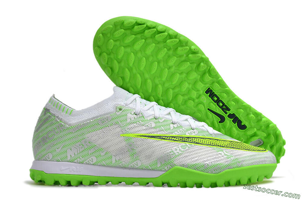 Nike Air Zoom Mercurial Vapor 15 Elite TF Low-Tops Soccer Shoes - Green/White/Silver 0