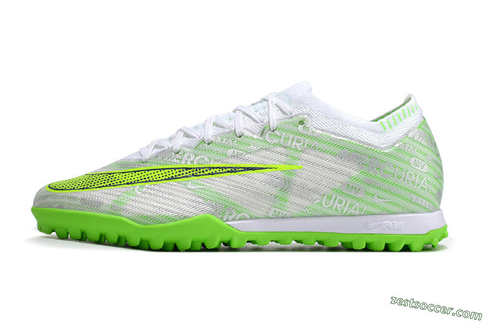 Nike Air Zoom Mercurial Vapor 15 Elite TF Low-Tops Soccer Shoes - Green/White/Silver 2