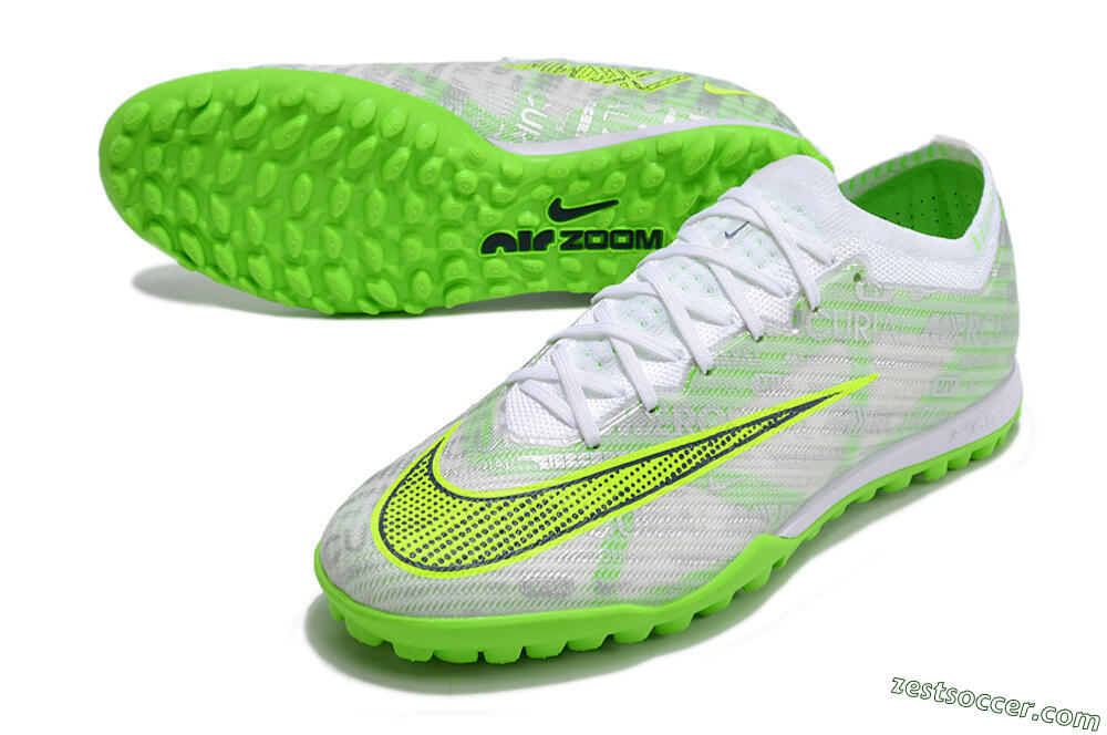 Nike Air Zoom Mercurial Vapor 15 Elite TF Low-Tops Soccer Shoes - Green/White/Silver 3