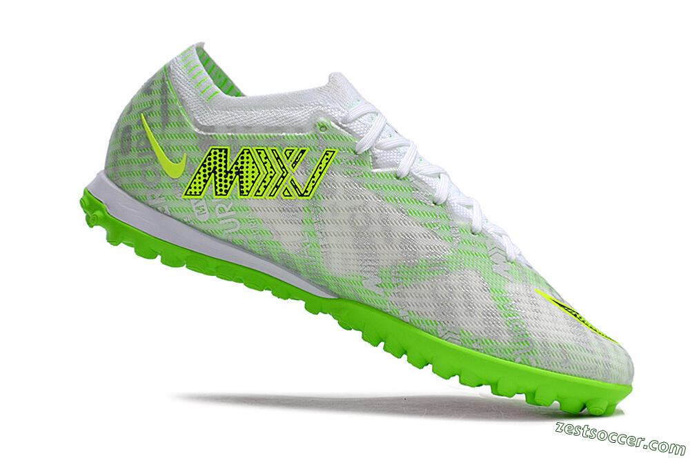 Nike Air Zoom Mercurial Vapor 15 Elite TF Low-Tops Soccer Shoes - Green/White/Silver 4