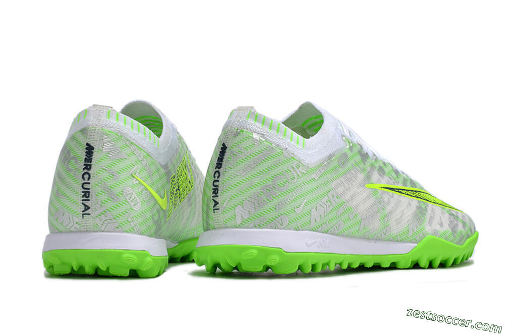 Nike Air Zoom Mercurial Vapor 15 Elite TF Low-Tops Soccer Shoes - Green/White/Silver 6
