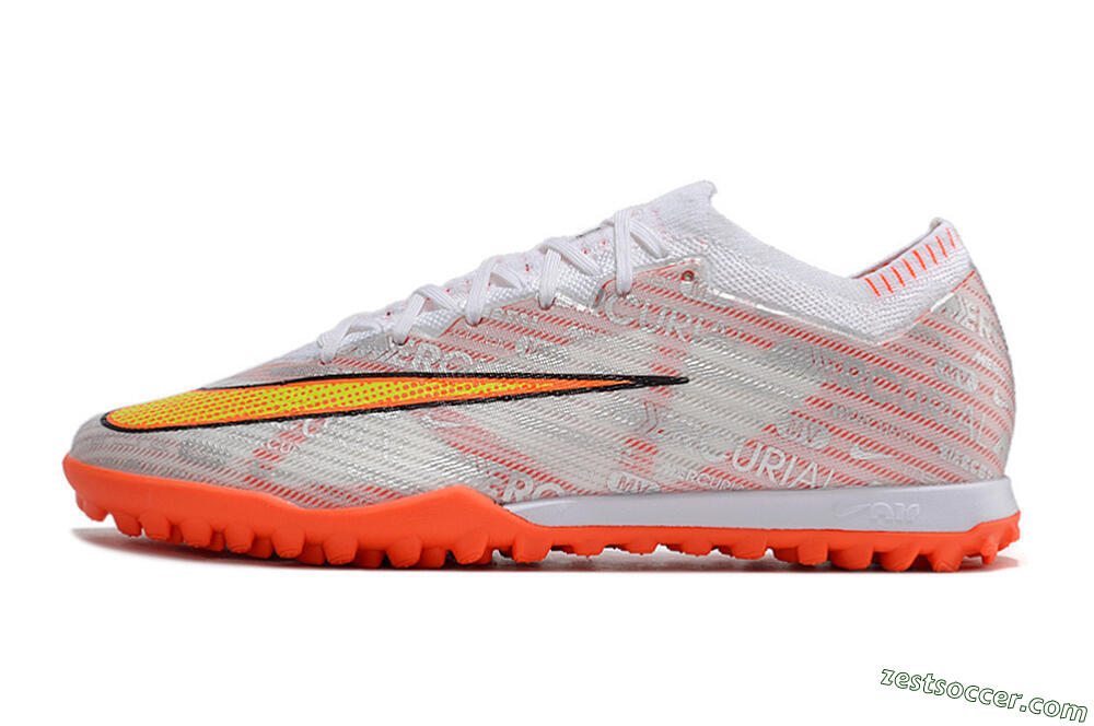 Nike Air Zoom Mercurial Vapor 15 Elite TF Low-Tops Soccer Shoes - Orange/White/Silver 2