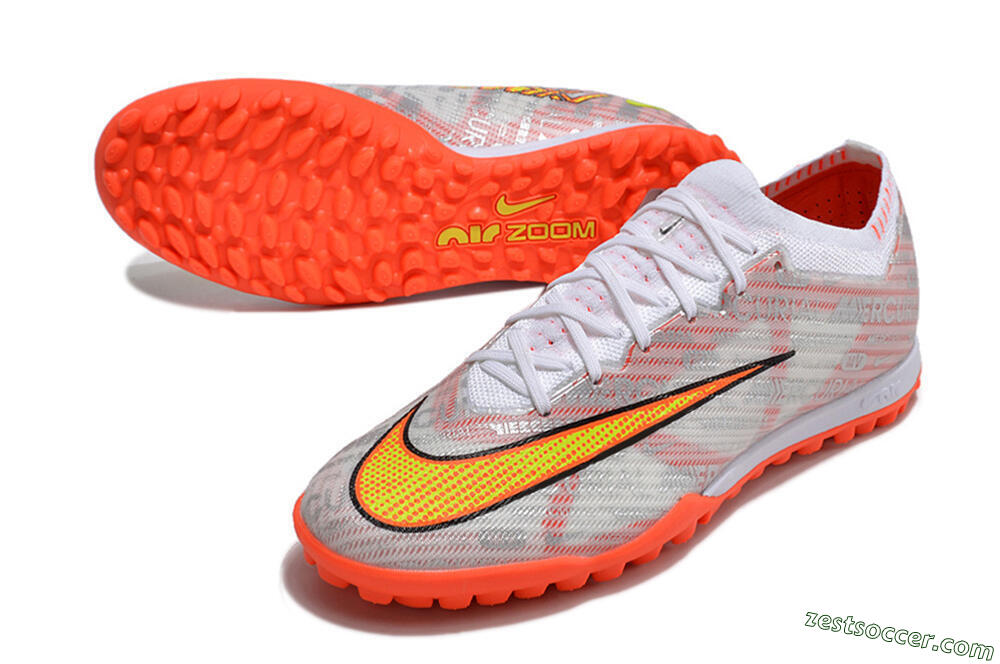Nike Air Zoom Mercurial Vapor 15 Elite TF Low-Tops Soccer Shoes - Orange/White/Silver 3